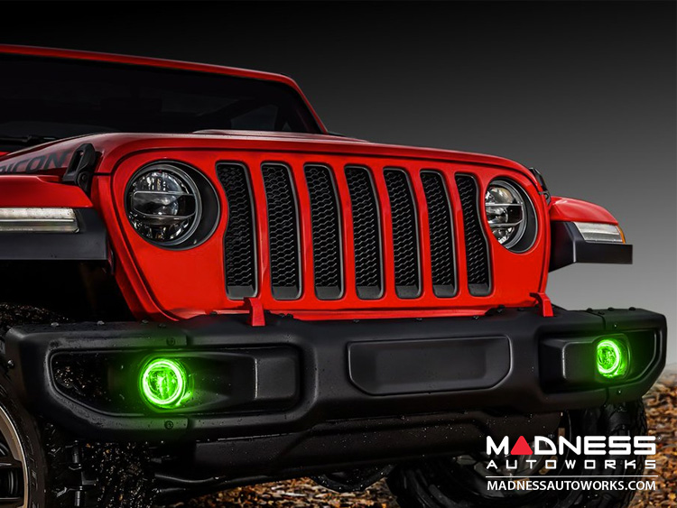 Jeep Wrangler JK Surface Mount Fog Light Halo Kit - Green LED